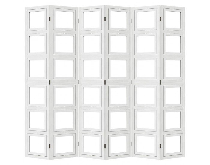 Sonata H Разделител за стая, 6 панела, бял, дърво пауловния масив