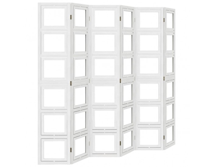 Sonata H Разделител за стая, 6 панела, бял, дърво пауловния масив