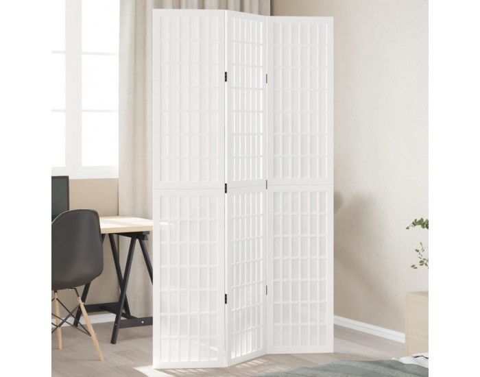 Sonata H Разделител за стая, 3 панела, бял, дърво пауловния масив