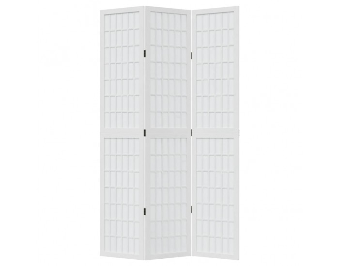 Sonata H Разделител за стая, 3 панела, бял, дърво пауловния масив