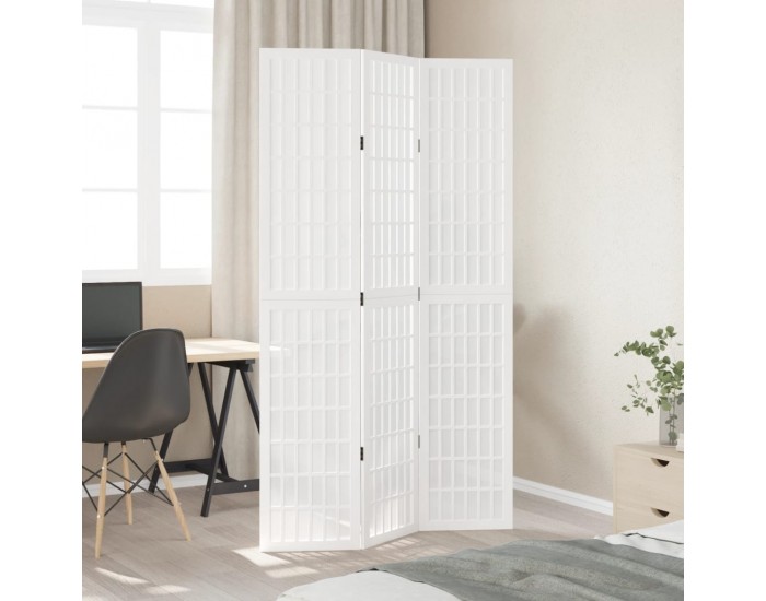 Sonata H Разделител за стая, 3 панела, бял, дърво пауловния масив
