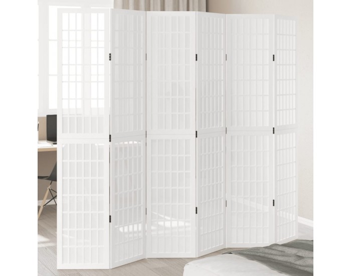 Sonata H Разделител за стая, 6 панела, бял, дърво пауловния масив