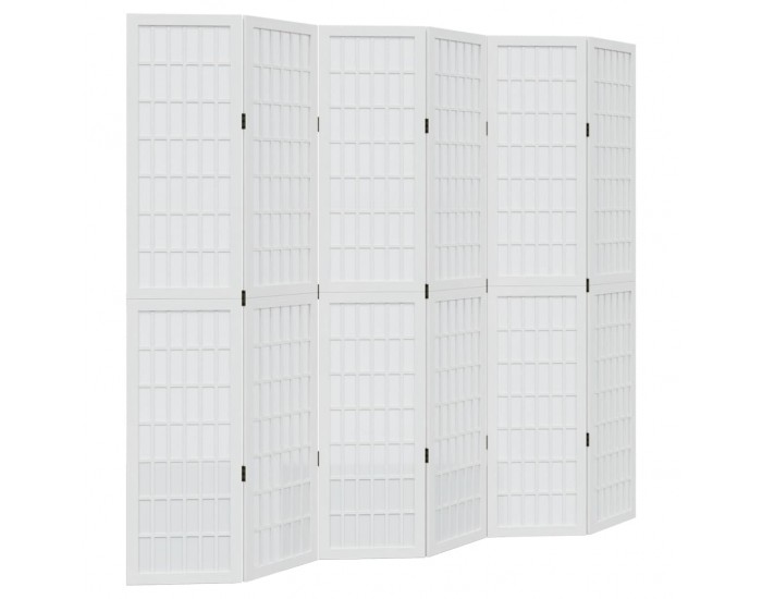 Sonata H Разделител за стая, 6 панела, бял, дърво пауловния масив