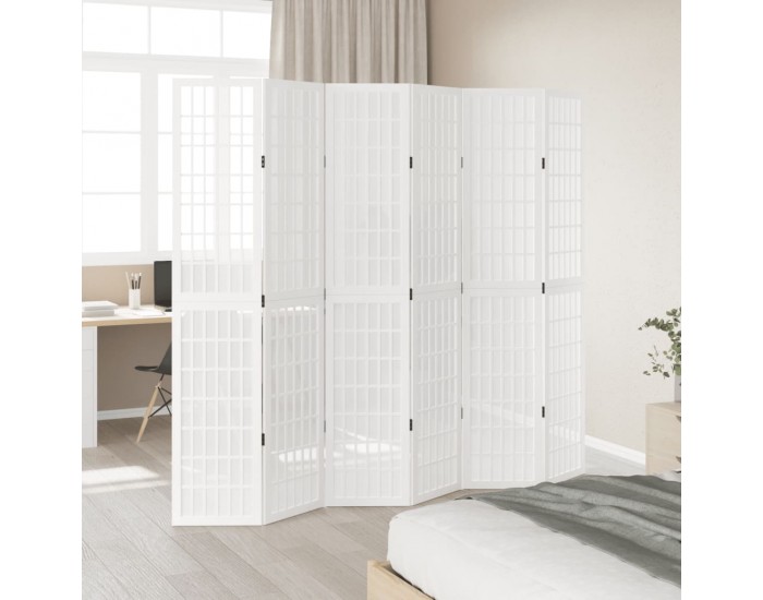 Sonata H Разделител за стая, 6 панела, бял, дърво пауловния масив