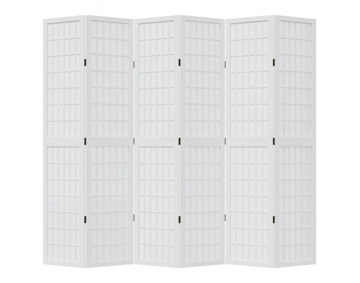 Sonata H Разделител за стая, 6 панела, бял, дърво пауловния масив