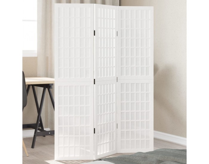 Sonata H Разделител за стая, 3 панела, бял, дърво пауловния масив