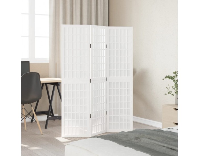 Sonata H Разделител за стая, 3 панела, бял, дърво пауловния масив