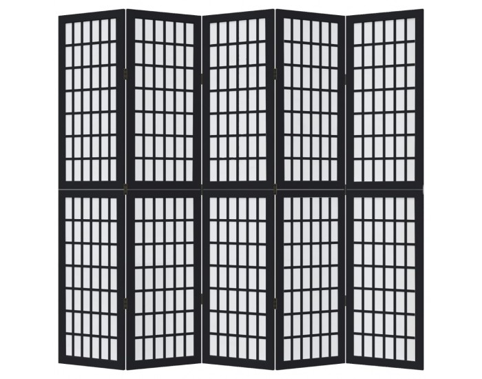 Sonata H Разделител за стая, 5 панела, черен, дърво пауловния масив
