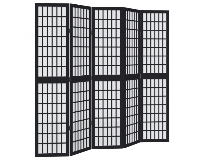 Sonata H Разделител за стая, 5 панела, черен, дърво пауловния масив