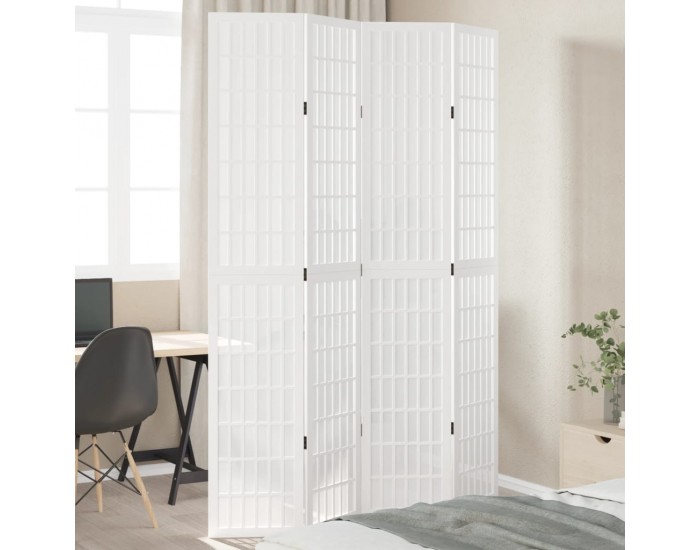 Sonata H Разделител за стая, 4 панела, бял, дърво пауловния масив