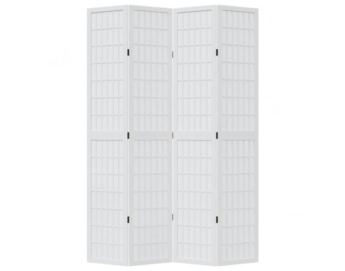 Sonata H Разделител за стая, 4 панела, бял, дърво пауловния масив