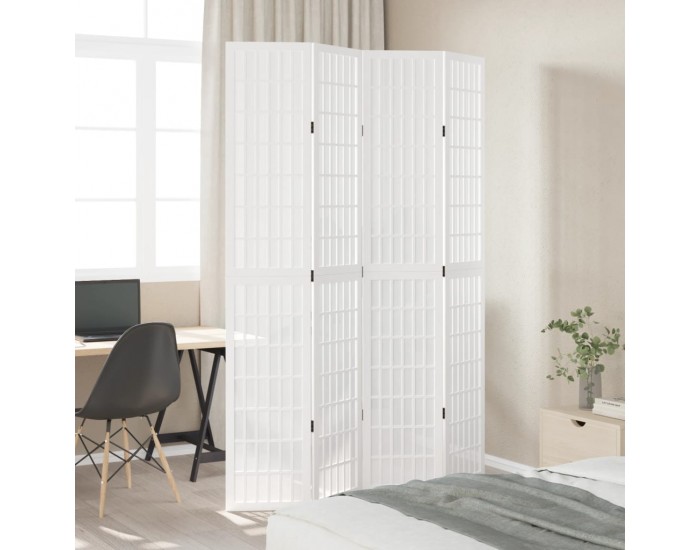 Sonata H Разделител за стая, 4 панела, бял, дърво пауловния масив