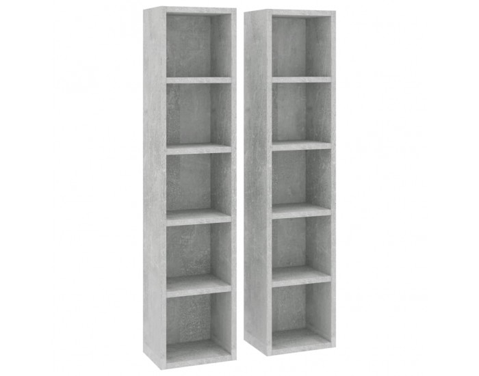 Sonata H CD шкафове, 2 бр, бетонно сиви, 21x16x93,5 см, ПДЧ Sonata H CD шкафове, 2 бр, бетонно сиви, 21x16x93,5 см, ПДЧ