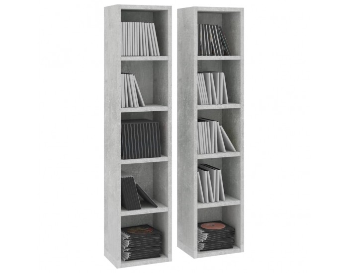 Sonata H CD шкафове, 2 бр, бетонно сиви, 21x16x93,5 см, ПДЧ Sonata H CD шкафове, 2 бр, бетонно сиви, 21x16x93,5 см, ПДЧ