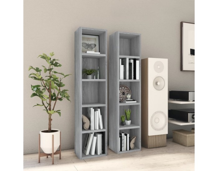 Sonata H CD шкафове, 2 бр, Сив сонома, 21x16x93,5 см, инженерно дърво Sonata H CD шкафове, 2 бр, Сив сонома, 21x16x93,5 см, инженерно дърво