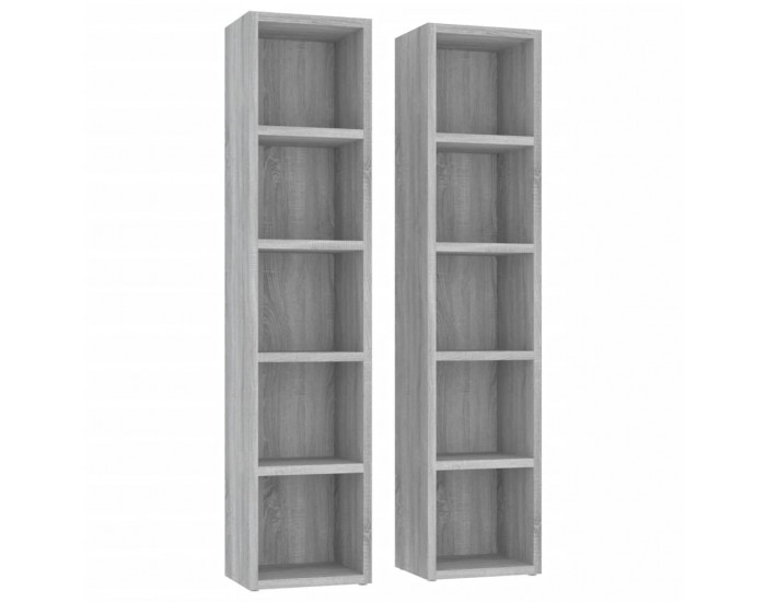 Sonata H CD шкафове, 2 бр, Сив сонома, 21x16x93,5 см, инженерно дърво Sonata H CD шкафове, 2 бр, Сив сонома, 21x16x93,5 см, инженерно дърво