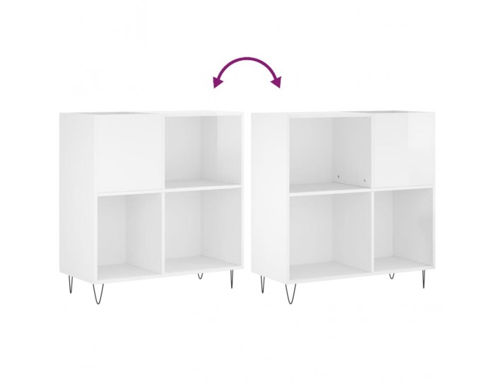 Sonata H Шкаф за винилови плочи бял гланц 84,5x38x89 см инженерно дърво