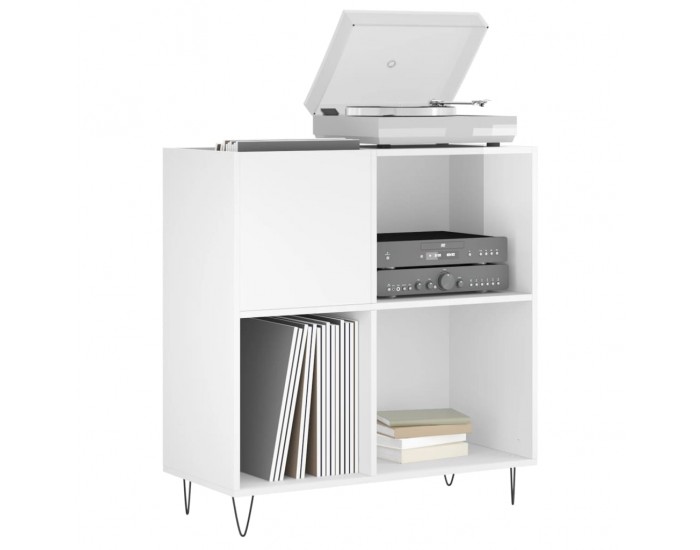 Sonata H Шкаф за винилови плочи бял гланц 84,5x38x89 см инженерно дърво