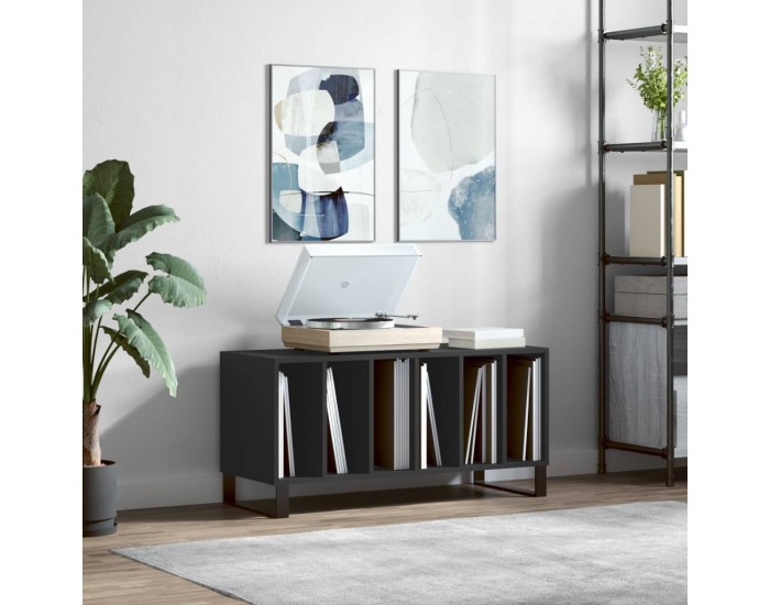Sonata H Шкаф за грамофонни плочи черен 100x38x48 см инженерно дърво