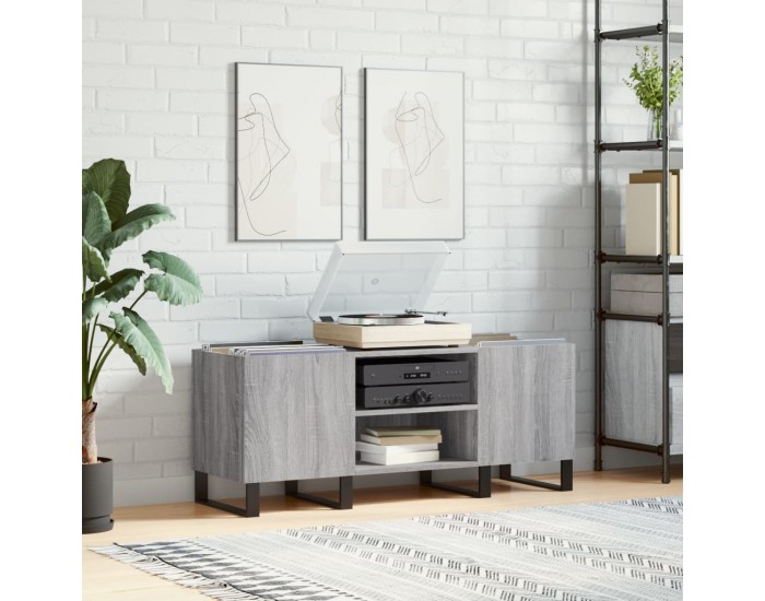 Sonata H Шкаф за винилови плочи сив сонома 121x38x48 см инженерно дърво