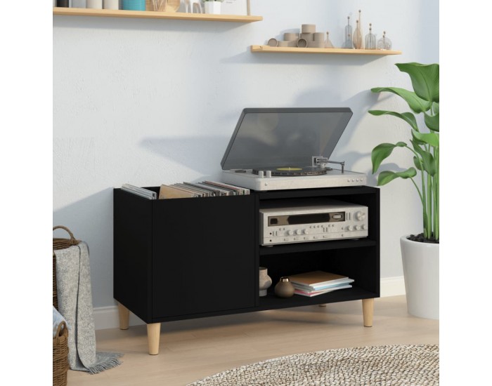 Sonata H Шкаф за грамофонни плочи черен 84,5x38x48 см инженерно дърво