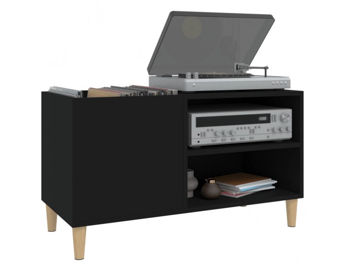 Sonata H Шкаф за грамофонни плочи черен 84,5x38x48 см инженерно дърво