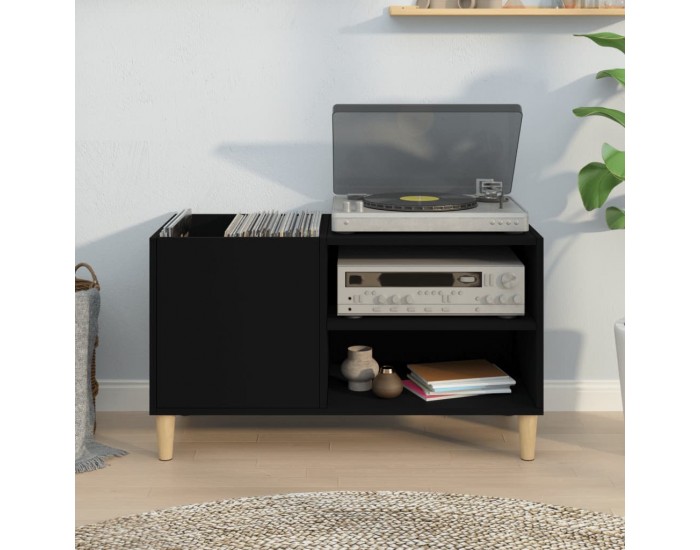 Sonata H Шкаф за грамофонни плочи черен 84,5x38x48 см инженерно дърво