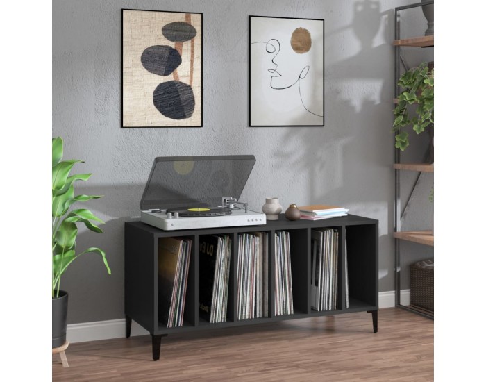 Sonata H Шкаф за грамофонни плочи черен 100x38x48 см инженерно дърво