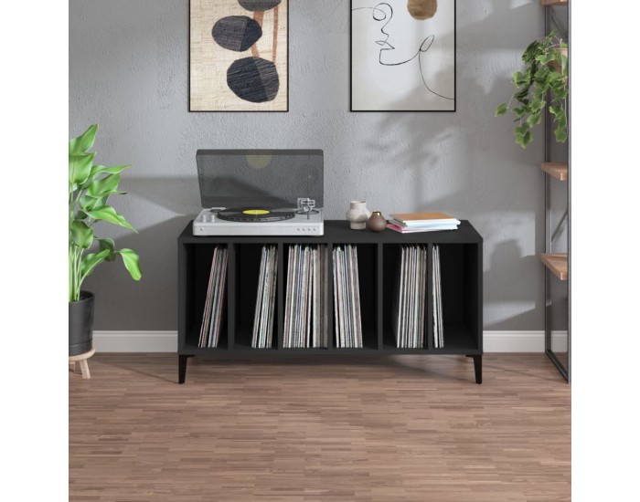 Sonata H Шкаф за грамофонни плочи черен 100x38x48 см инженерно дърво