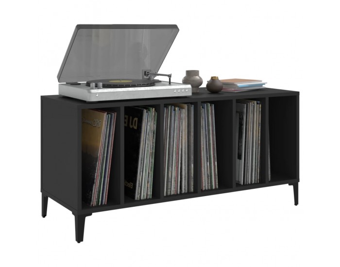 Sonata H Шкаф за грамофонни плочи черен 100x38x48 см инженерно дърво