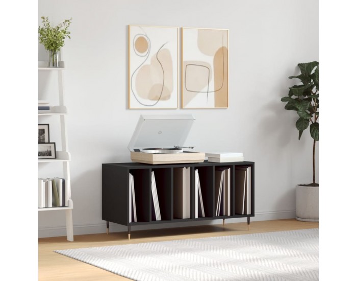 Sonata H Шкаф за грамофонни плочи черен 100x38x48 см инженерно дърво Sonata H Шкаф за грамофонни плочи черен 100x38x48 см инженерно дърво
