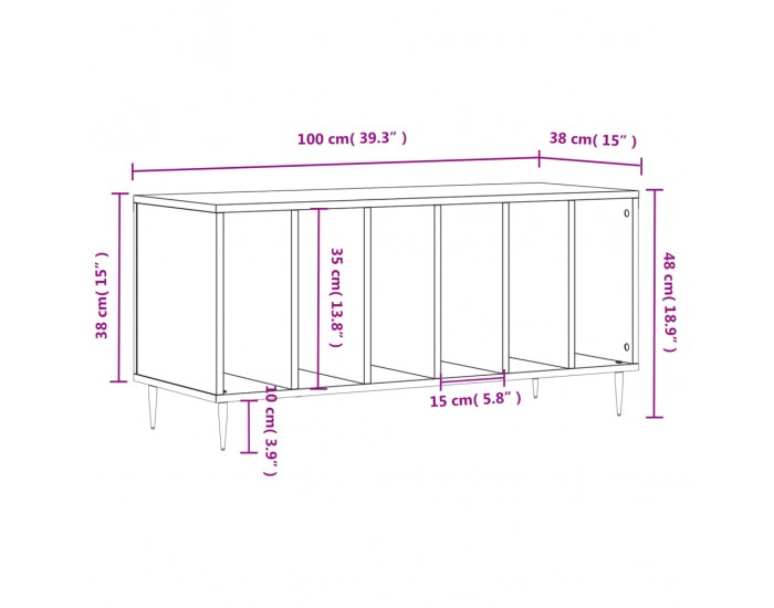 Sonata H Шкаф за грамофонни плочи черен 100x38x48 см инженерно дърво Sonata H Шкаф за грамофонни плочи черен 100x38x48 см инженерно дърво