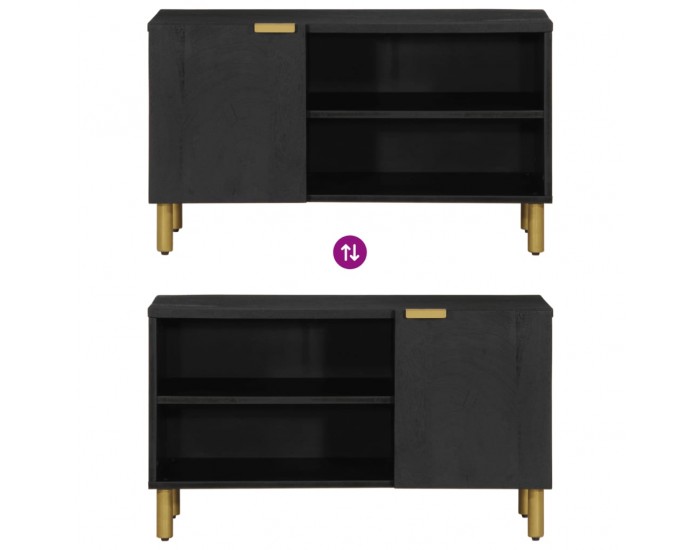 Sonata H ТВ шкаф, черен, 80x33x46 см, инженерно дърво