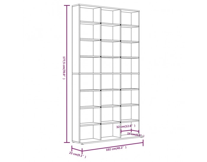 Sonata H Етажерка за дискове сив сонома 102x23x177,5 см инженерно дърво