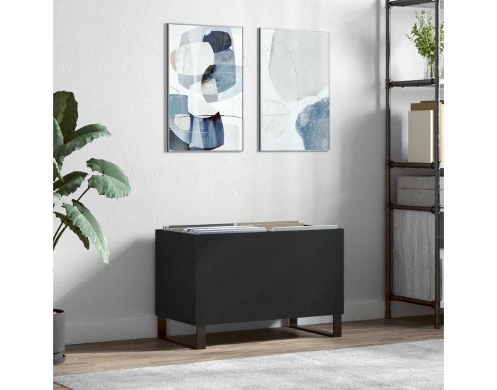 Sonata H Шкаф за грамофонни плочи черен 74,5x38x48 см инженерно дърво