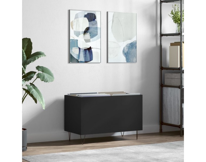 Sonata H Шкаф за грамофонни плочи черен 74,5x38x48 см инженерно дърво