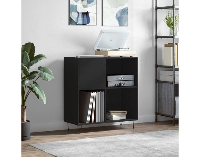 Sonata H Шкаф за грамофонни плочи черен 84,5x38x89 см инженерно дърво