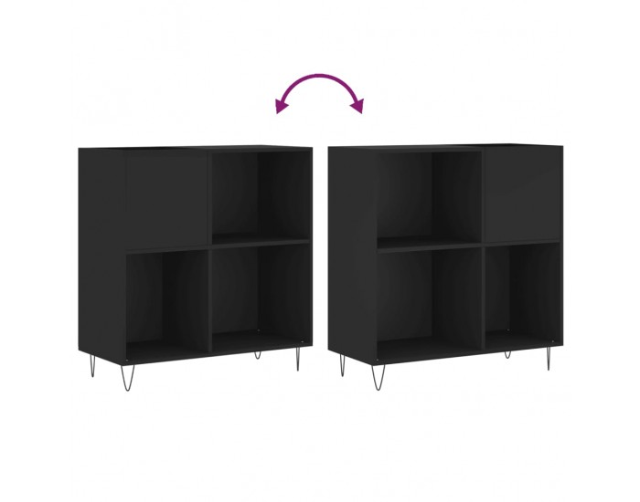 Sonata H Шкаф за грамофонни плочи черен 84,5x38x89 см инженерно дърво