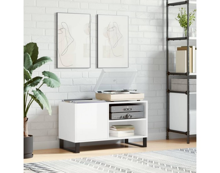 Sonata H Шкаф за грамофонни плочи бял гланц 85x38x48 см инженерно дърво