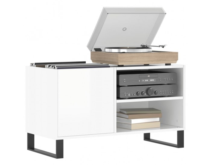 Sonata H Шкаф за грамофонни плочи бял гланц 85x38x48 см инженерно дърво