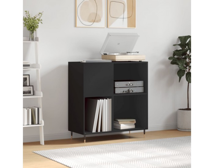 Sonata H Шкаф за грамофонни плочи черен 84,5x38x89 см инженерно дърво
