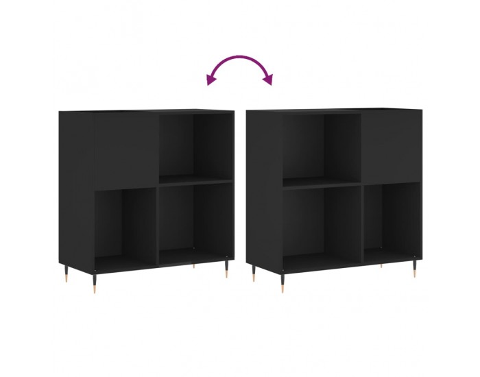 Sonata H Шкаф за грамофонни плочи черен 84,5x38x89 см инженерно дърво