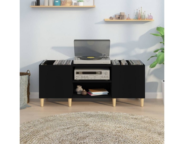 Sonata H Шкаф за грамофонни плочи черен 121x38x48 см инженерно дърво