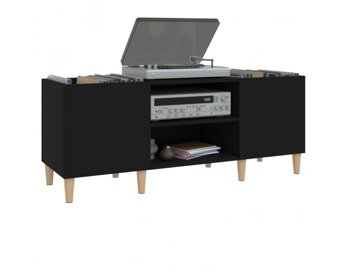 Sonata H Шкаф за грамофонни плочи черен 121x38x48 см инженерно дърво