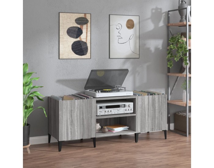 Sonata H Шкаф за винилови плочи сив сонома 121x38x48 см инженерно дърво