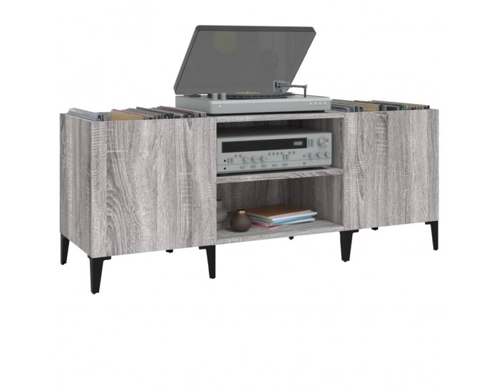 Sonata H Шкаф за винилови плочи сив сонома 121x38x48 см инженерно дърво