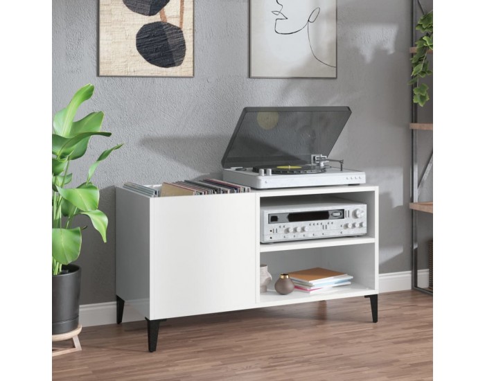 Sonata H Шкаф за винилови плочи бял гланц 84,5x38x48 см инженерно дърво