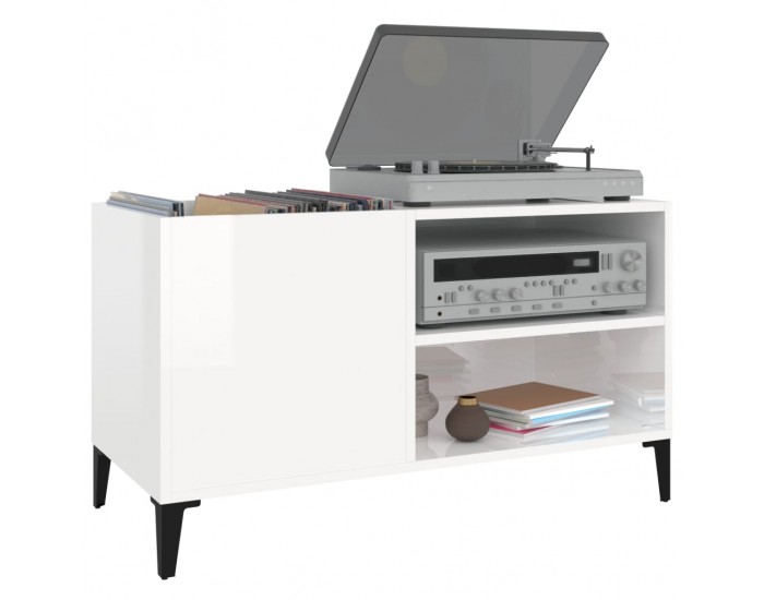 Sonata H Шкаф за винилови плочи бял гланц 84,5x38x48 см инженерно дърво