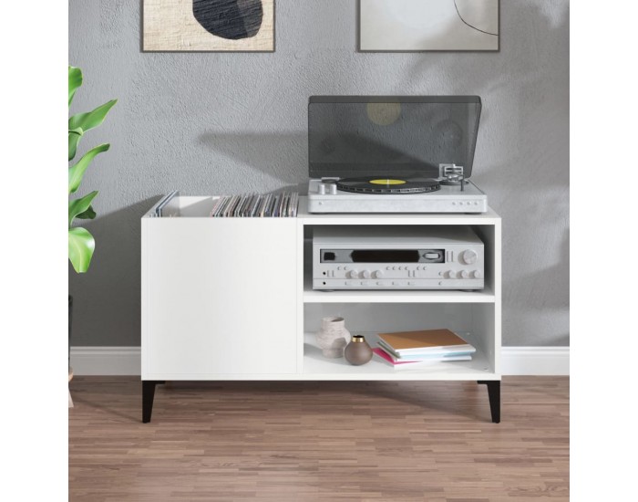 Sonata H Шкаф за винилови плочи бял гланц 84,5x38x48 см инженерно дърво