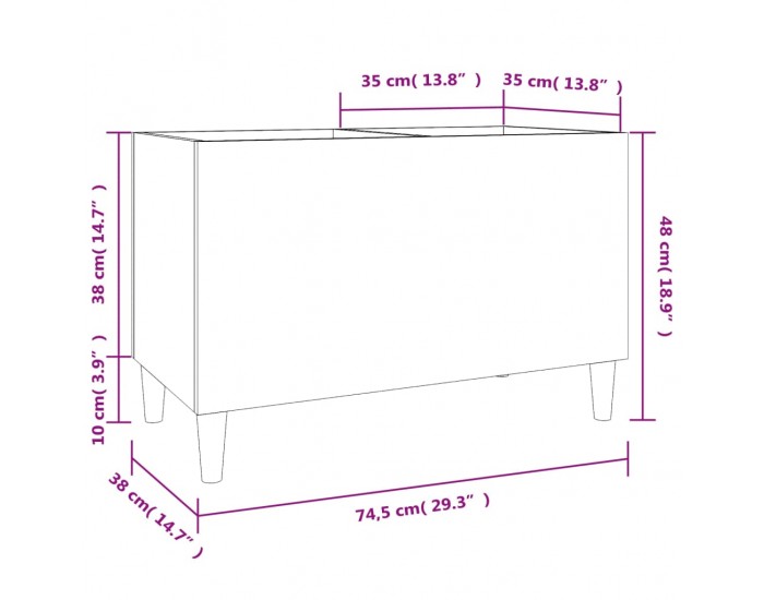 Sonata H Шкаф за грамофонни плочи черен 74,5x38x48 см инженерно дърво